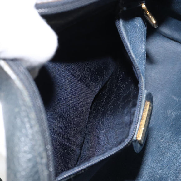 GUCCI GG Supreme Sherry Line Shoulder Bag PVC Navy Gold Red Auth ep12238