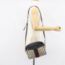 GUCCI GG Supreme Sherry Line Shoulder Bag PVC Navy Gold Red Auth ep12238-24