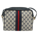 GUCCI GG Supreme Sherry Line Shoulder Bag PVC Navy Gold Red Auth ep12238-2