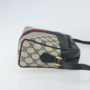 GUCCI GG Supreme Sherry Line Shoulder Bag PVC Navy Gold Red Auth ep12238-3