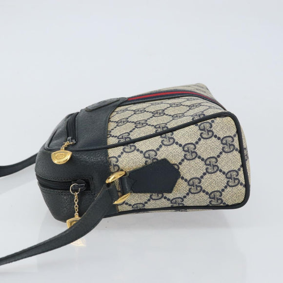 GUCCI GG Supreme Sherry Line Shoulder Bag PVC Navy Gold Red Auth ep12238