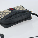 GUCCI GG Supreme Sherry Line Shoulder Bag PVC Navy Gold Red Auth ep12238-6