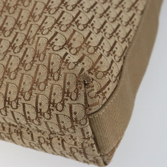 Christian Dior Trotter Canvas Shoulder Bag Beige Silver Auth ep12239