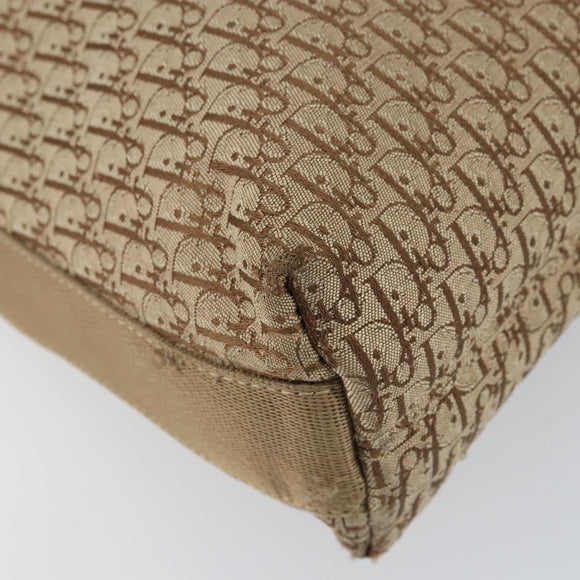 Christian Dior Trotter Canvas Shoulder Bag Beige Silver Auth ep12239