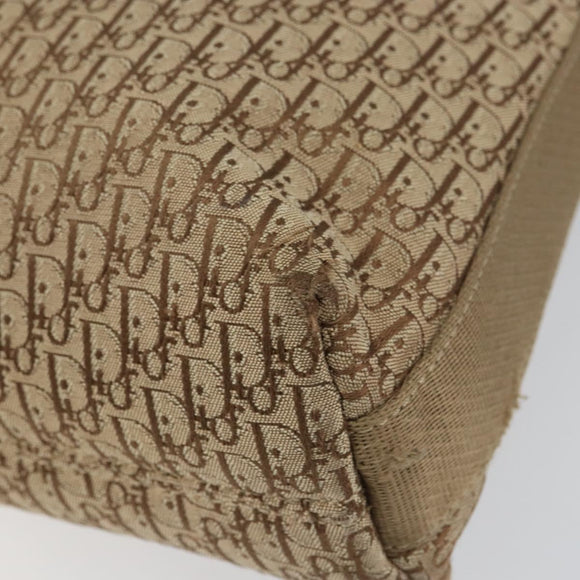 Christian Dior Trotter Canvas Shoulder Bag Beige Silver Auth ep12239