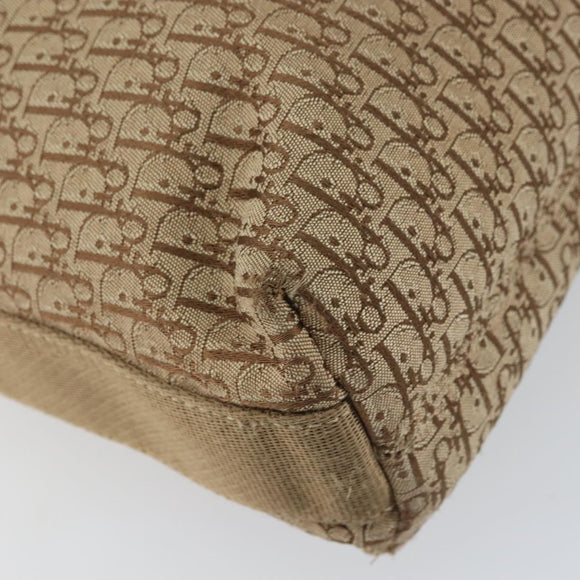 Christian Dior Trotter Canvas Shoulder Bag Beige Silver Auth ep12239