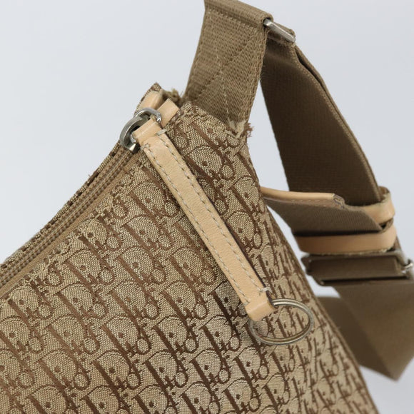 Christian Dior Trotter Canvas Shoulder Bag Beige Silver Auth ep12239