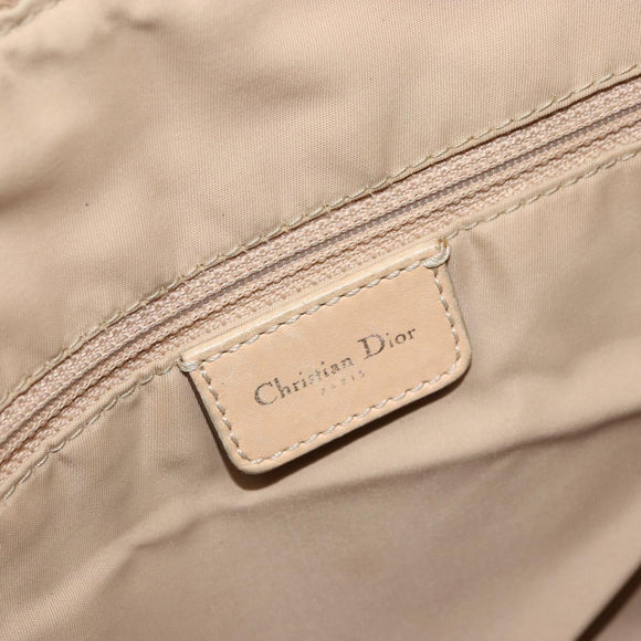 Christian Dior Trotter Canvas Shoulder Bag Beige Silver Auth ep12239