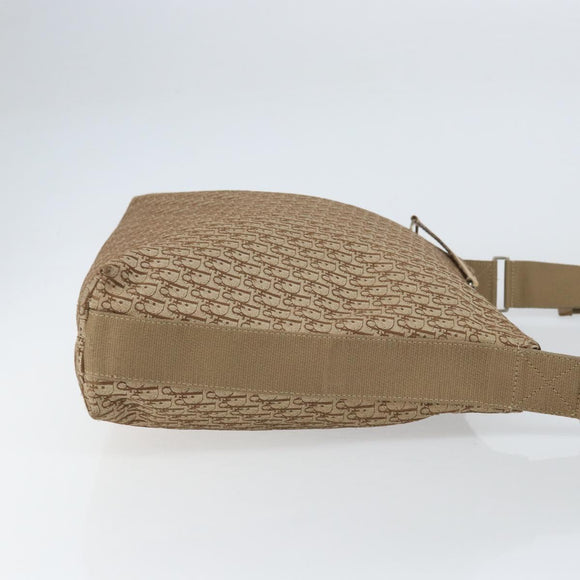 Christian Dior Trotter Canvas Shoulder Bag Beige Silver Auth ep12239