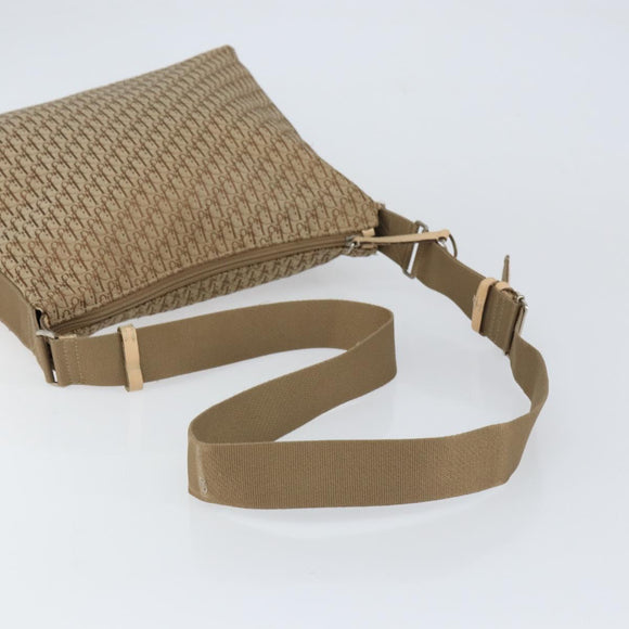 Christian Dior Trotter Canvas Shoulder Bag Beige Silver Auth ep12239