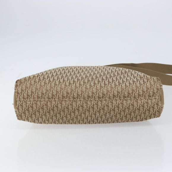 Christian Dior Trotter Canvas Shoulder Bag Beige Silver Auth ep12239