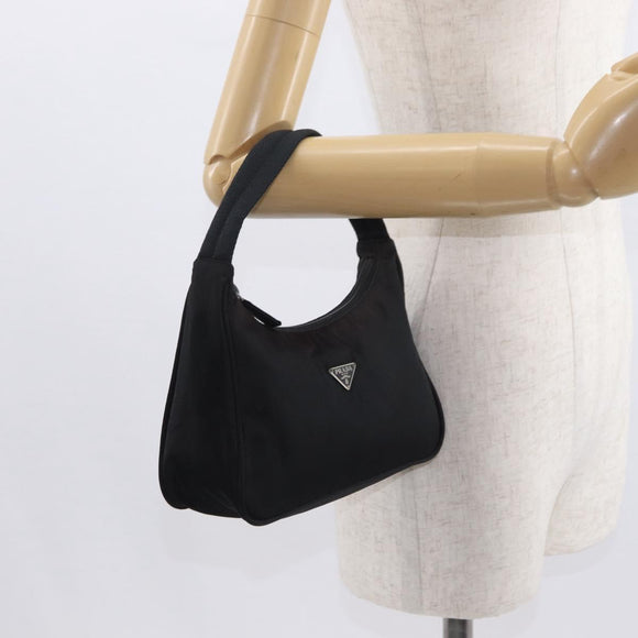 PRADA Hand Bag Nylon Black Auth ep12246
