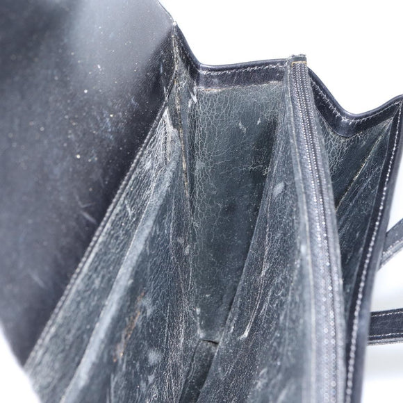 Christian Dior Hand Bag Leather Black Gold Auth ep12247