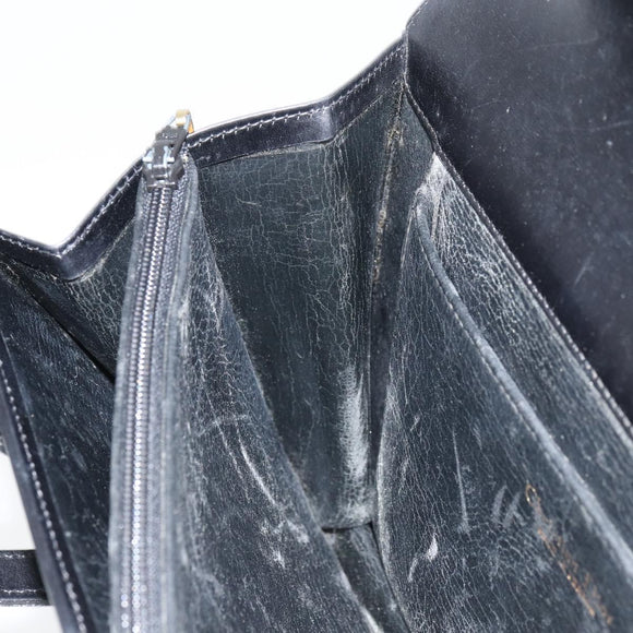 Christian Dior Hand Bag Leather Black Gold Auth ep12247