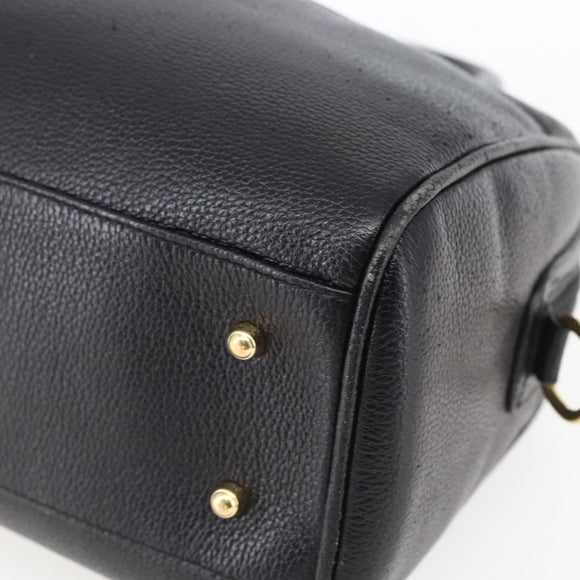 GUCCI Hand Bag Leather Black Gold 000 58 0265 Auth ep12255