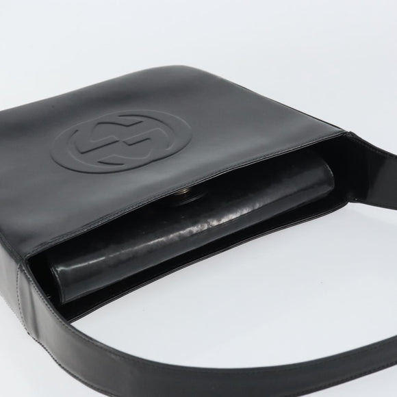 GUCCI Shoulder Bag Enamel Black 000 0506 Auth ep12258