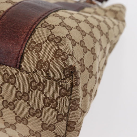 GUCCI GG Canvas Bamboo Tote Bag Beige Silver 232946 Auth ep12263