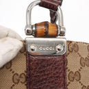 GUCCI GG Canvas Bamboo Tote Bag Beige Silver 232946 Auth ep12263-10
