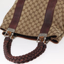 GUCCI GG Canvas Bamboo Tote Bag Beige Silver 232946 Auth ep12263-6