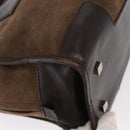 LOEWE Anagram Americana 28 Hand Bag Suede Leather Brown Silver Auth ep12264-16