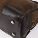 LOEWE Anagram Americana 28 Hand Bag Suede Leather Brown Silver Auth ep12264-17