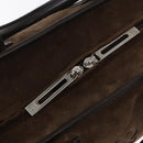 LOEWE Anagram Americana 28 Hand Bag Suede Leather Brown Silver Auth ep12264-18