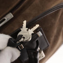 LOEWE Anagram Americana 28 Hand Bag Suede Leather Brown Silver Auth ep12264-10