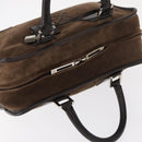LOEWE Anagram Americana 28 Hand Bag Suede Leather Brown Silver Auth ep12264-6