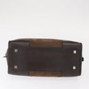 LOEWE Anagram Americana 28 Hand Bag Suede Leather Brown Silver Auth ep12264-5
