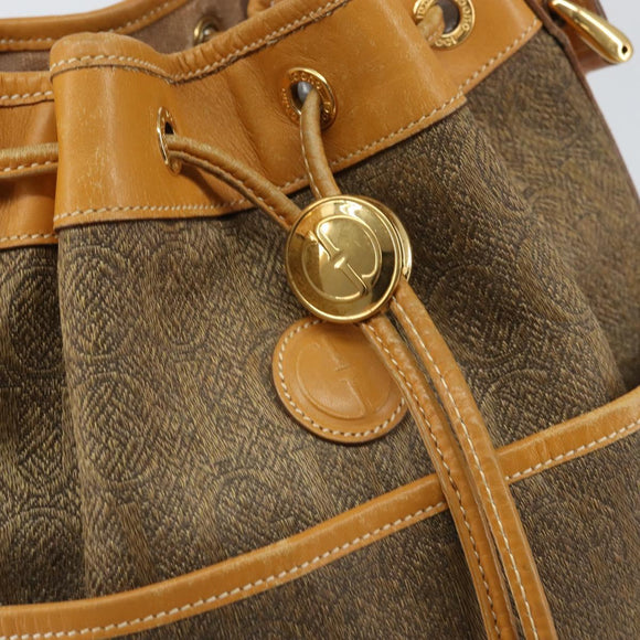 GUCCI Shoulder Bag Canvas Leather Beige Gold Auth ep12266