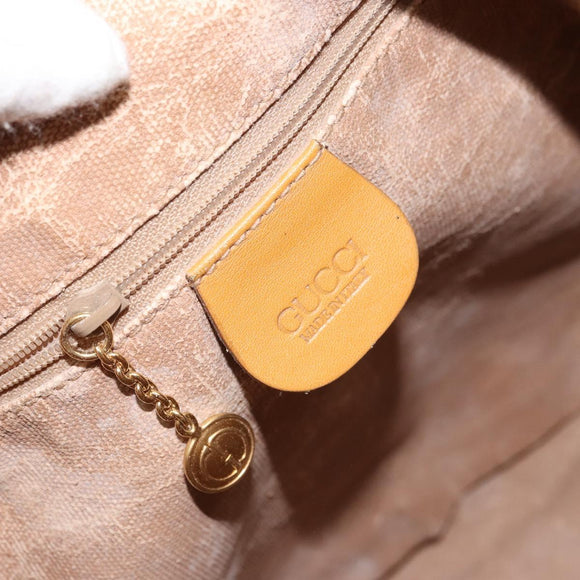 GUCCI Shoulder Bag Canvas Leather Beige Gold Auth ep12266
