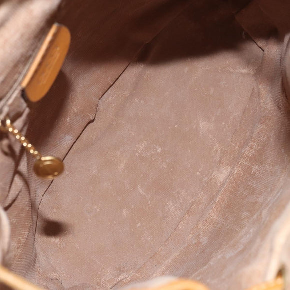 GUCCI Shoulder Bag Canvas Leather Beige Gold Auth ep12266