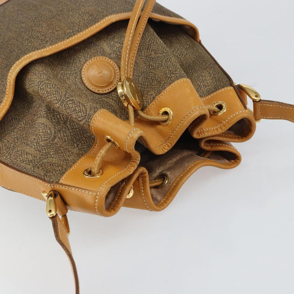 GUCCI Shoulder Bag Canvas Leather Beige Gold Auth ep12266