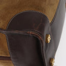 LOEWE Anagram Amazona 32 Hand Bag Suede Leather Brown Gold Auth ep12269-9