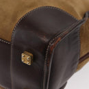 LOEWE Anagram Amazona 32 Hand Bag Suede Leather Brown Gold Auth ep12269-16