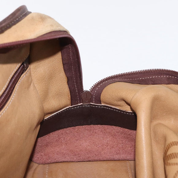 LOEWE Anagram Amazona 32 Hand Bag Suede Leather Brown Gold Auth ep12269