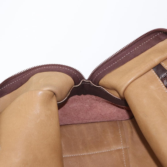 LOEWE Anagram Amazona 32 Hand Bag Suede Leather Brown Gold Auth ep12269