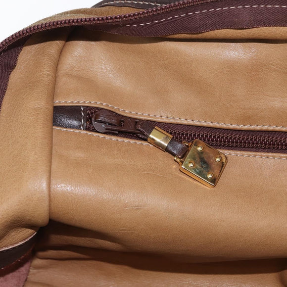 LOEWE Anagram Amazona 32 Hand Bag Suede Leather Brown Gold Auth ep12269