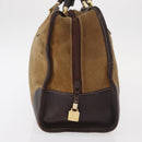 LOEWE Anagram Amazona 32 Hand Bag Suede Leather Brown Gold Auth ep12269-4