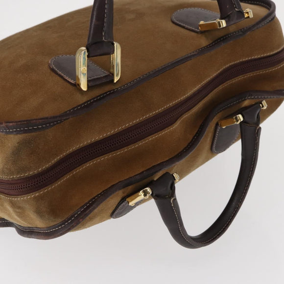 LOEWE Anagram Amazona 32 Hand Bag Suede Leather Brown Gold Auth ep12269