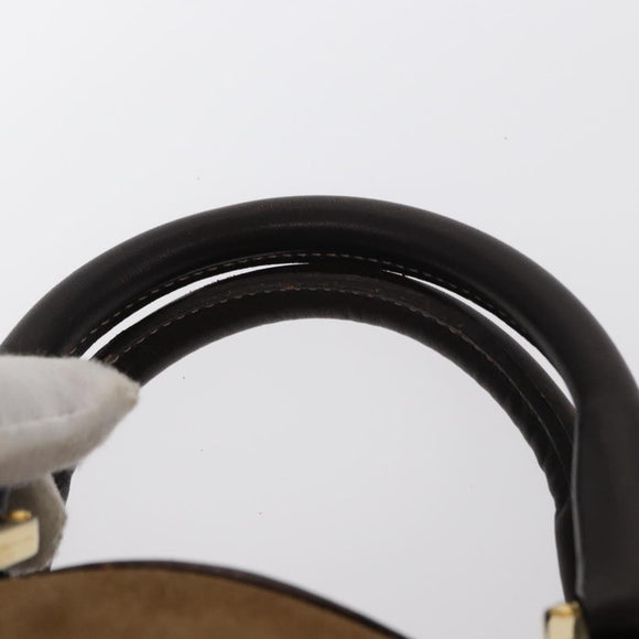 LOEWE Anagram Amazona 32 Hand Bag Suede Leather Brown Gold Auth ep12269