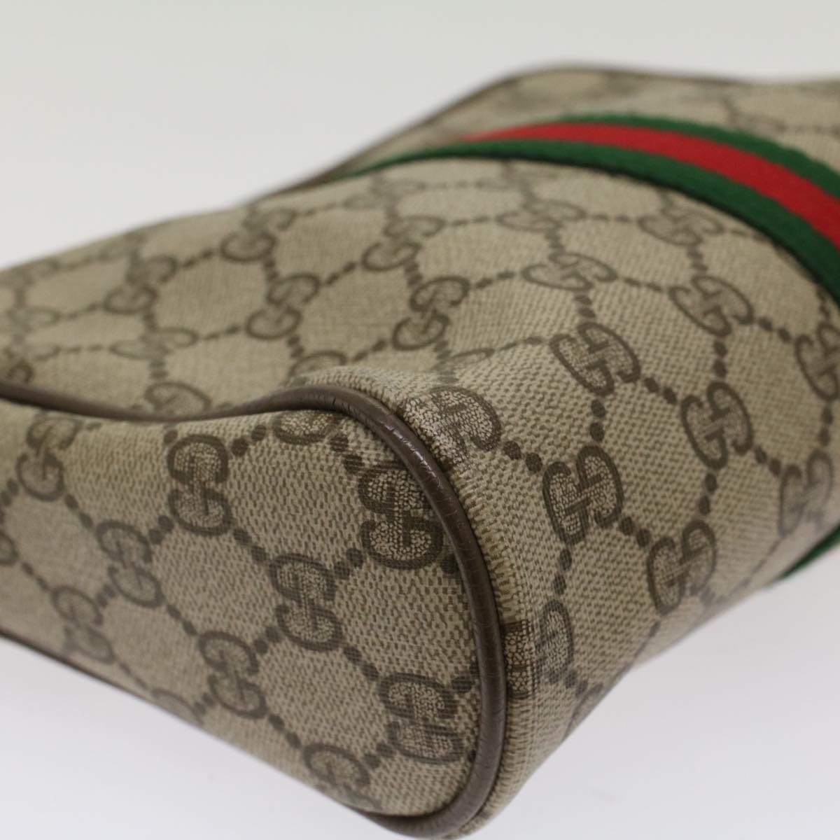 GUCCI GG Canvas Web Sherry Line Clutch Bag Beige Red 22•01•012 Auth ep1227