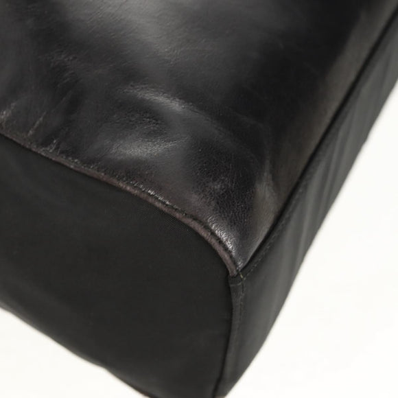 PRADA Chain Shoulder Bag Leather Nylon Black Auth ep12271