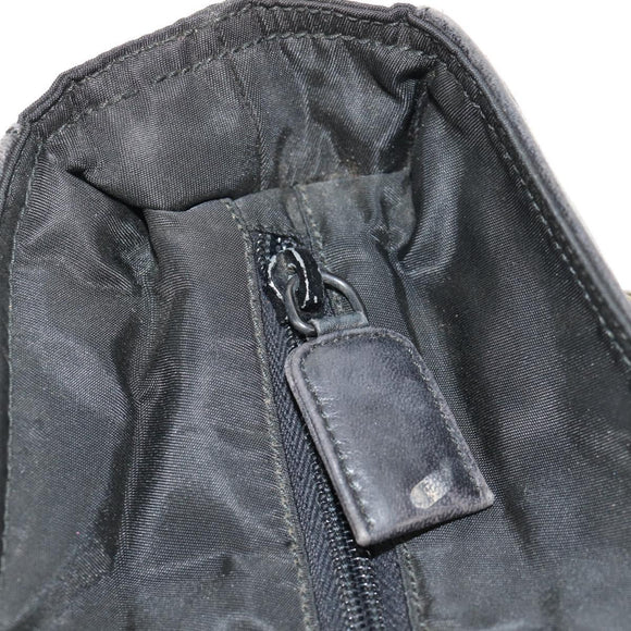 PRADA Chain Shoulder Bag Leather Nylon Black Auth ep12271