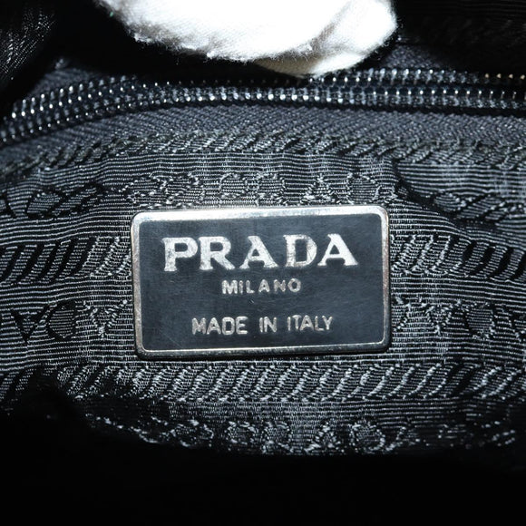 PRADA Chain Shoulder Bag Leather Nylon Black Auth ep12271