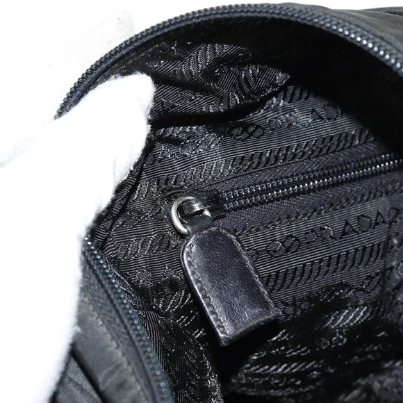 PRADA Chain Shoulder Bag Leather Nylon Black Auth ep12271