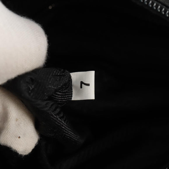 PRADA Chain Shoulder Bag Leather Nylon Black Auth ep12271