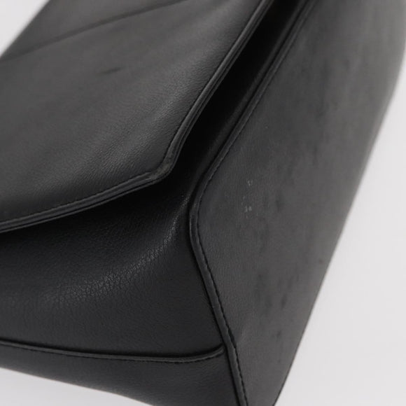 BURBERRY Hand Bag Leather Black Gold Auth ep12272