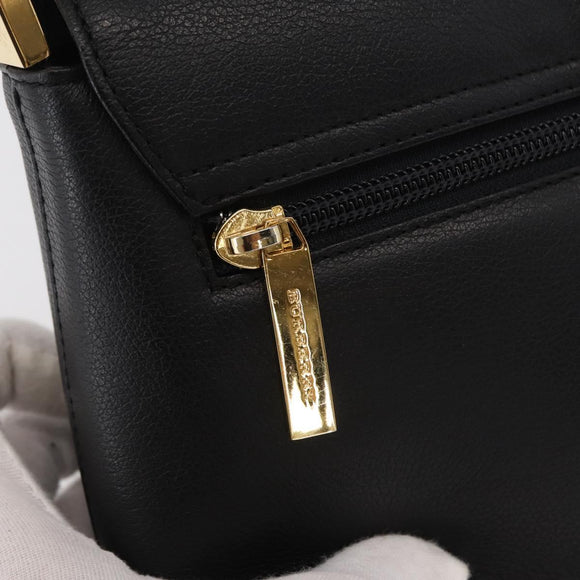 BURBERRY Hand Bag Leather Black Gold Auth ep12272