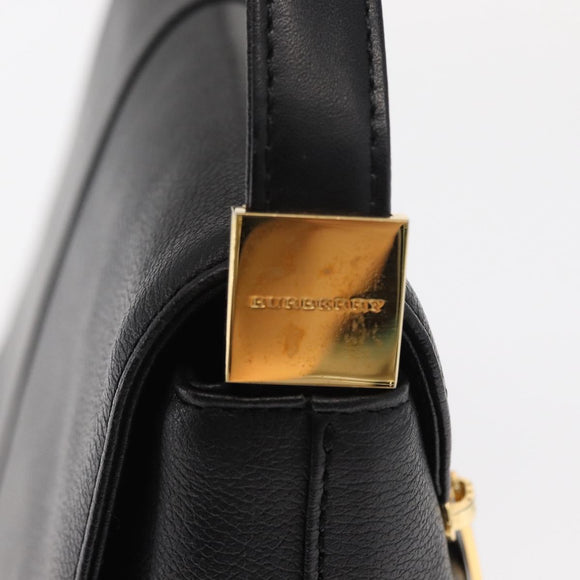 BURBERRY Hand Bag Leather Black Gold Auth ep12272